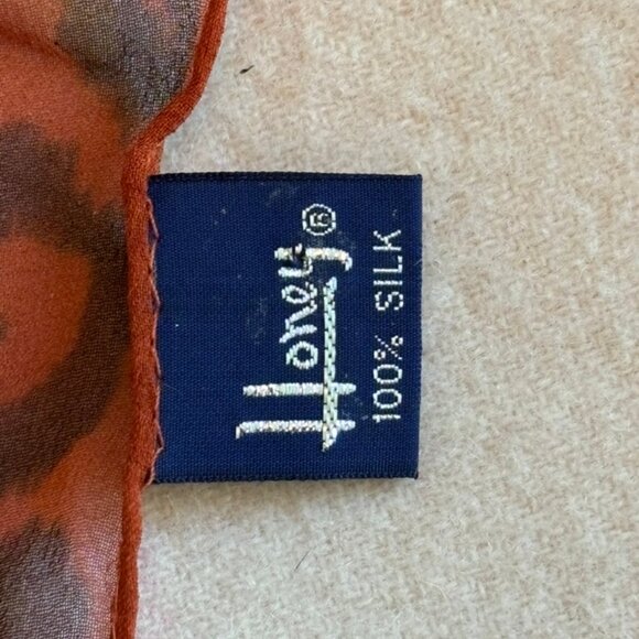 Vintage Signed Honey Brand Scarf 100% Silk Animal Print - Picture 7 of 12